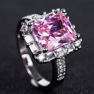 925 Silver Plated 18K White Gold Engagement Ring for Woman, HA4676-10